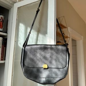 Madewell L84811 Womens Black Leather The Mini Abroad Crossbody Bag